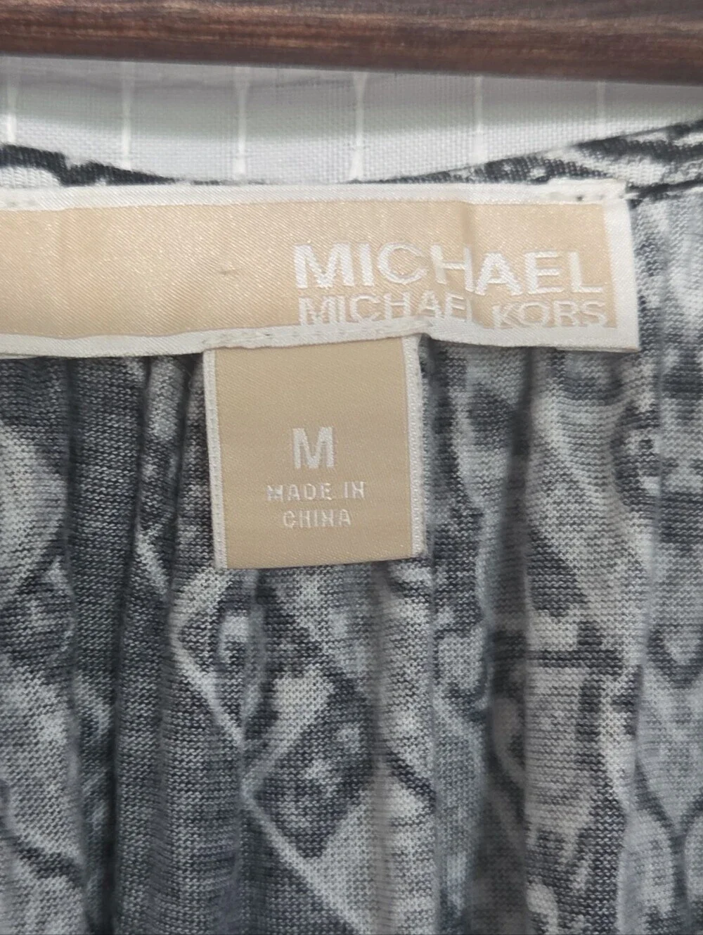 MICHAEL Michael Kors Black/White Print 3/4 Sleeve Pullover Shirt Top Size M